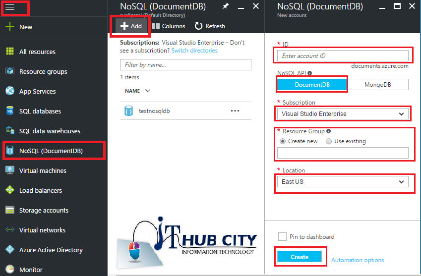 Create DocumentDB Using azure Portal