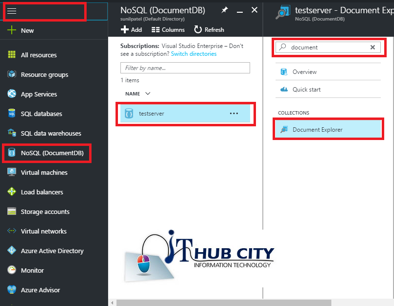Create Document In Collection Using Azure Portal
