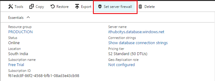 Set Firewall Security In Azure SQL