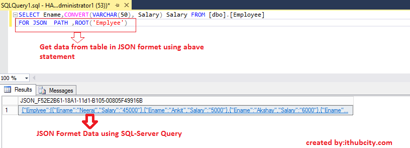 SQL-SERVER Query in JSON 